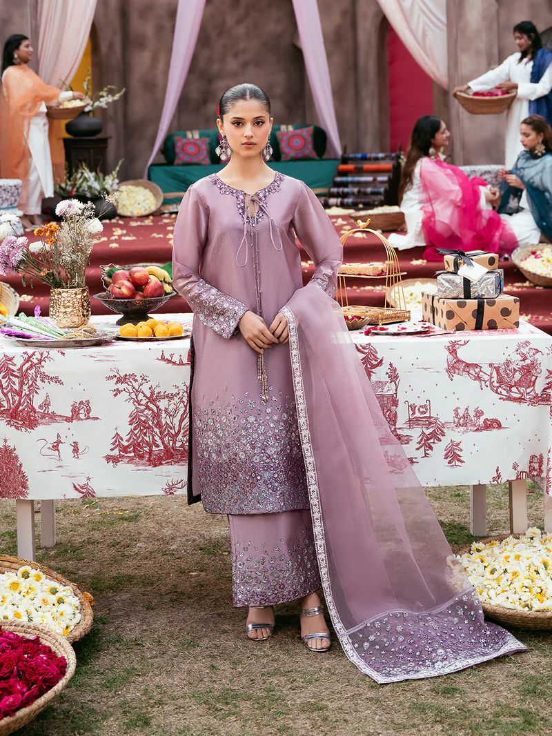 Rafey Rangrez Rangrez by Mona 3pc Embroidered Silk Palazzo Suit RG3