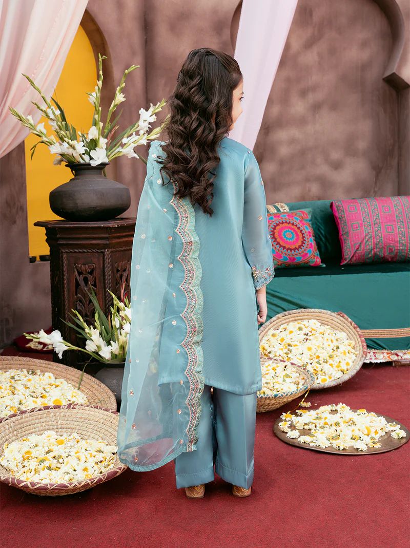 Rangrez by Mona 3pc Embroidered Silk Palazzo Suit RG6