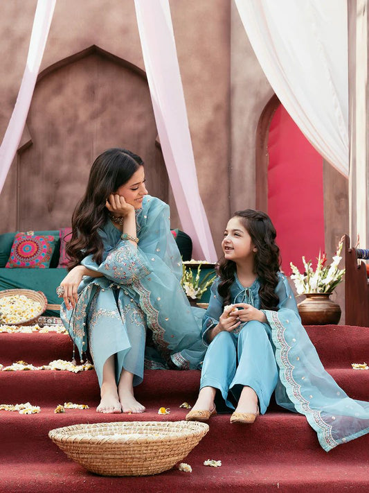 Rangrez by Mona 3pc Embroidered Silk Palazzo Suit RG6