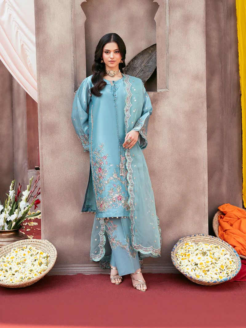 Rangrez by Mona 3pc Embroidered Silk Palazzo Suit RG6