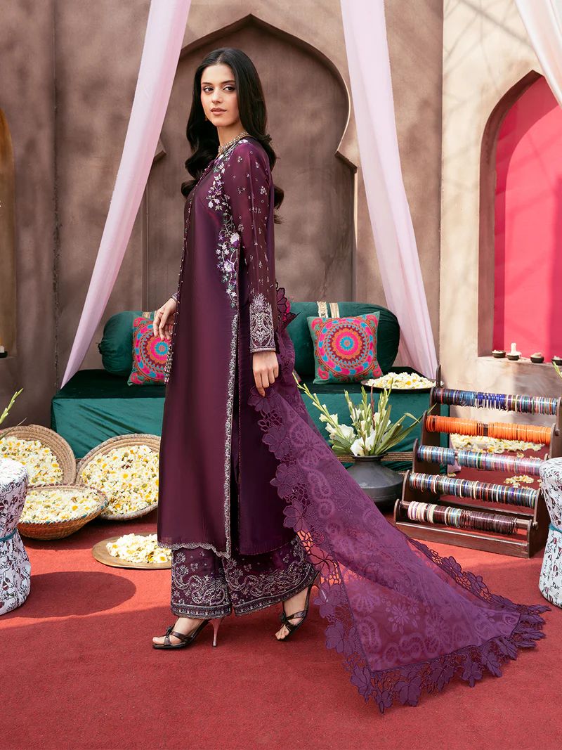 Rangrez by Mona 3pc Embroidered Silk Palazzo Suit RG7