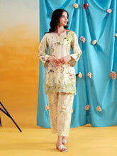 Aabpara 2pc Ivory Floral Pure Lawn Palazzo Suit – ROZ3