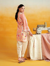 Aabpara 2pc Peach Floral Pure Lawn Suit with Box Pleat Shalwar – ROZ5