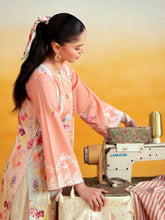 Aabpara 2pc Peach Floral Pure Lawn Suit with Box Pleat Shalwar – ROZ5