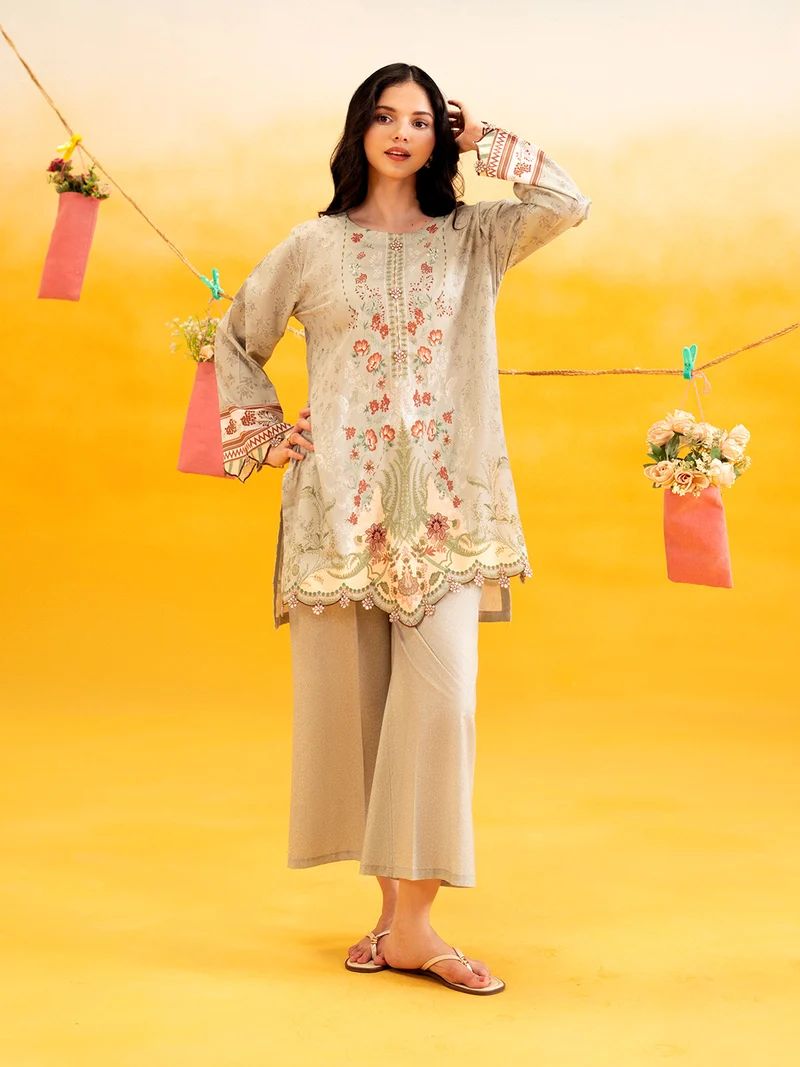 Aabpara 2pc Sage Green Floral Pure Lawn Palazzo Suit – ROZ6