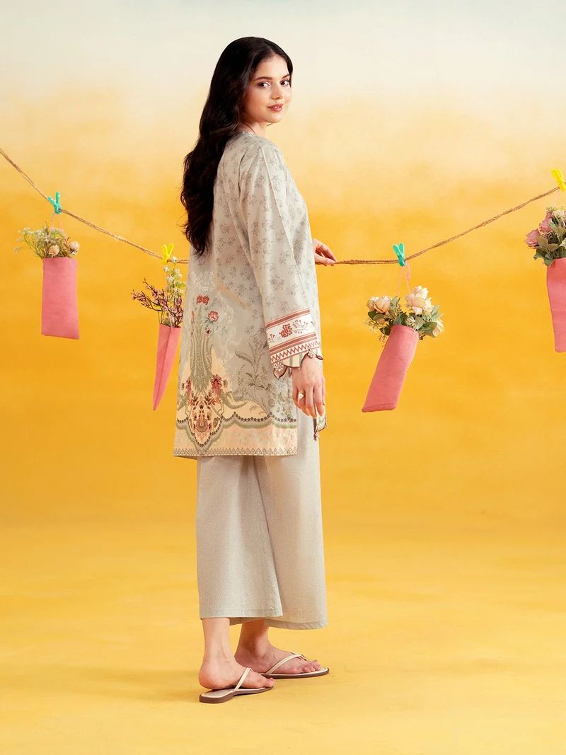 Aabpara 2pc Sage Green Floral Pure Lawn Palazzo Suit – ROZ6