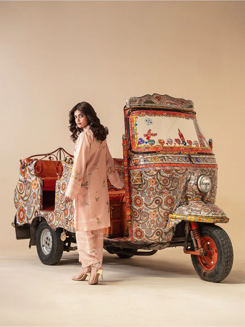 Mona Mausam MM1 Ready to Wear 2pc Printed Blended Lawn Suit – Peach Floral