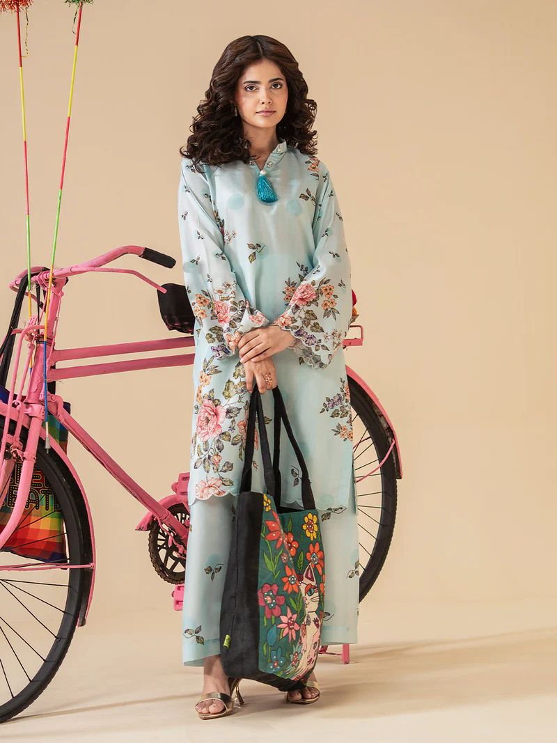 Mona Mausam MM3 Ready to Wear 2pc Printed Blended Lawn Suit – Powder Blue Floral