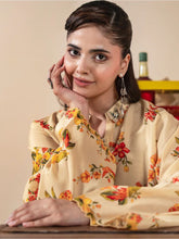 Mona Mausam MM4 Ready to Wear 2pc Printed Blended Lawn Suit – Butter Yellow Tropical