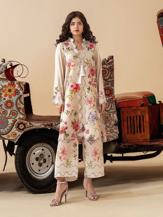 Mona Mausam MM6 Ready to Wear 2pc Printed Blended Lawn Suit – Ivory Floral