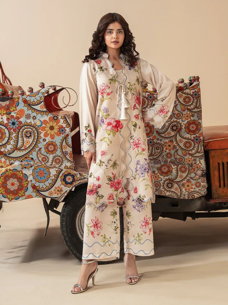 Mona Mausam MM6 Ready to Wear 2pc Printed Blended Lawn Suit – Ivory Floral
