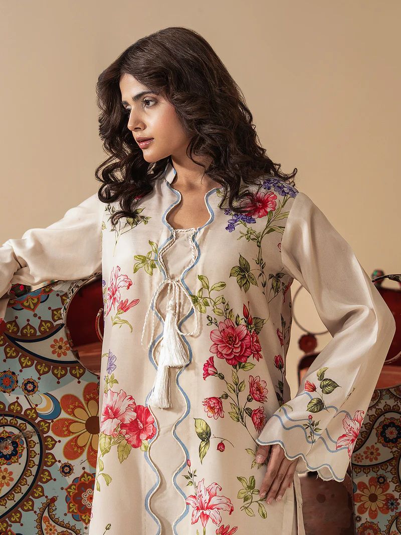 Mona Mausam MM6 Ready to Wear 2pc Printed Blended Lawn Suit – Ivory Floral