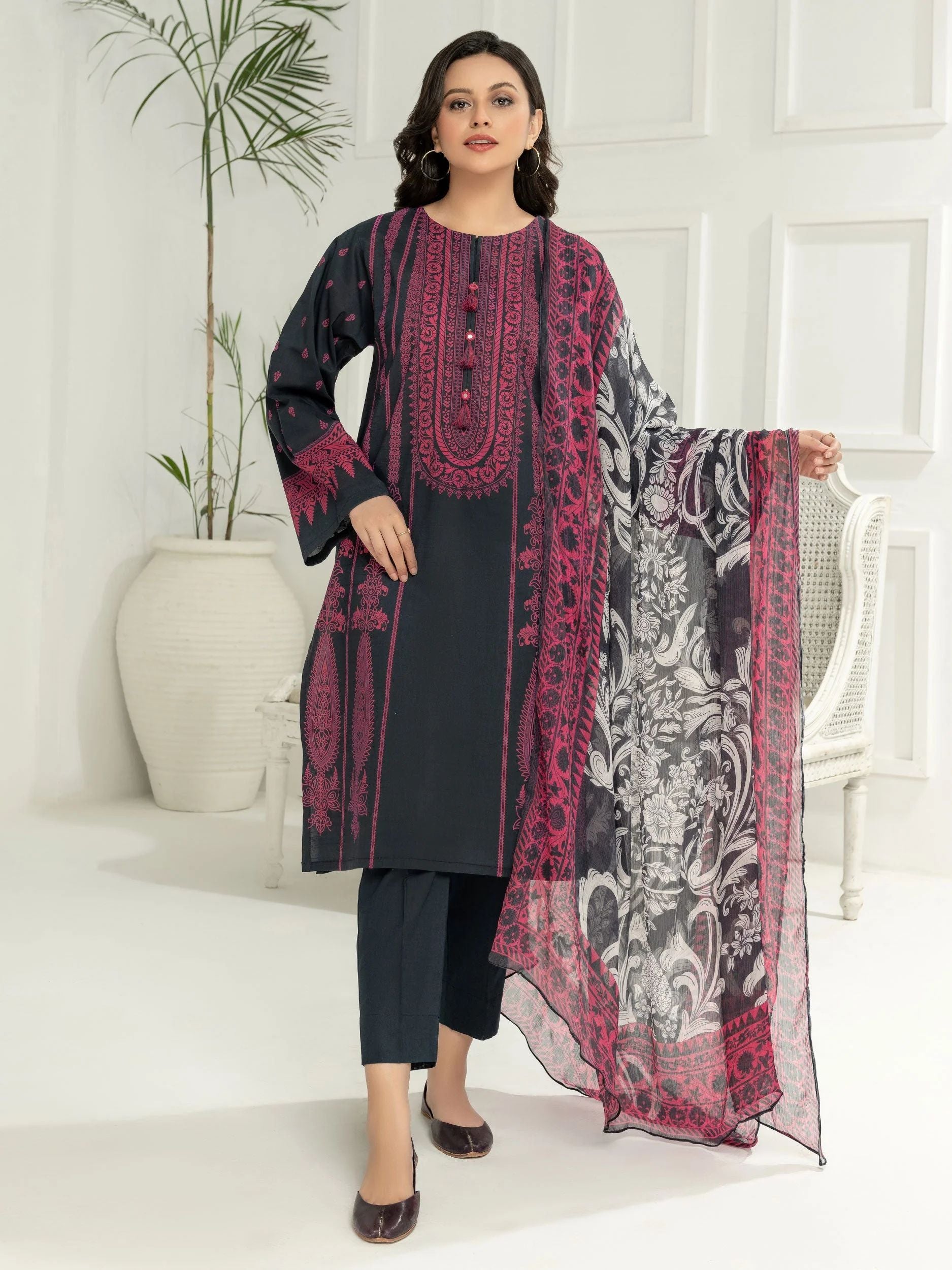 3pc Ready to Wear Dress by Limelight U2773-Black