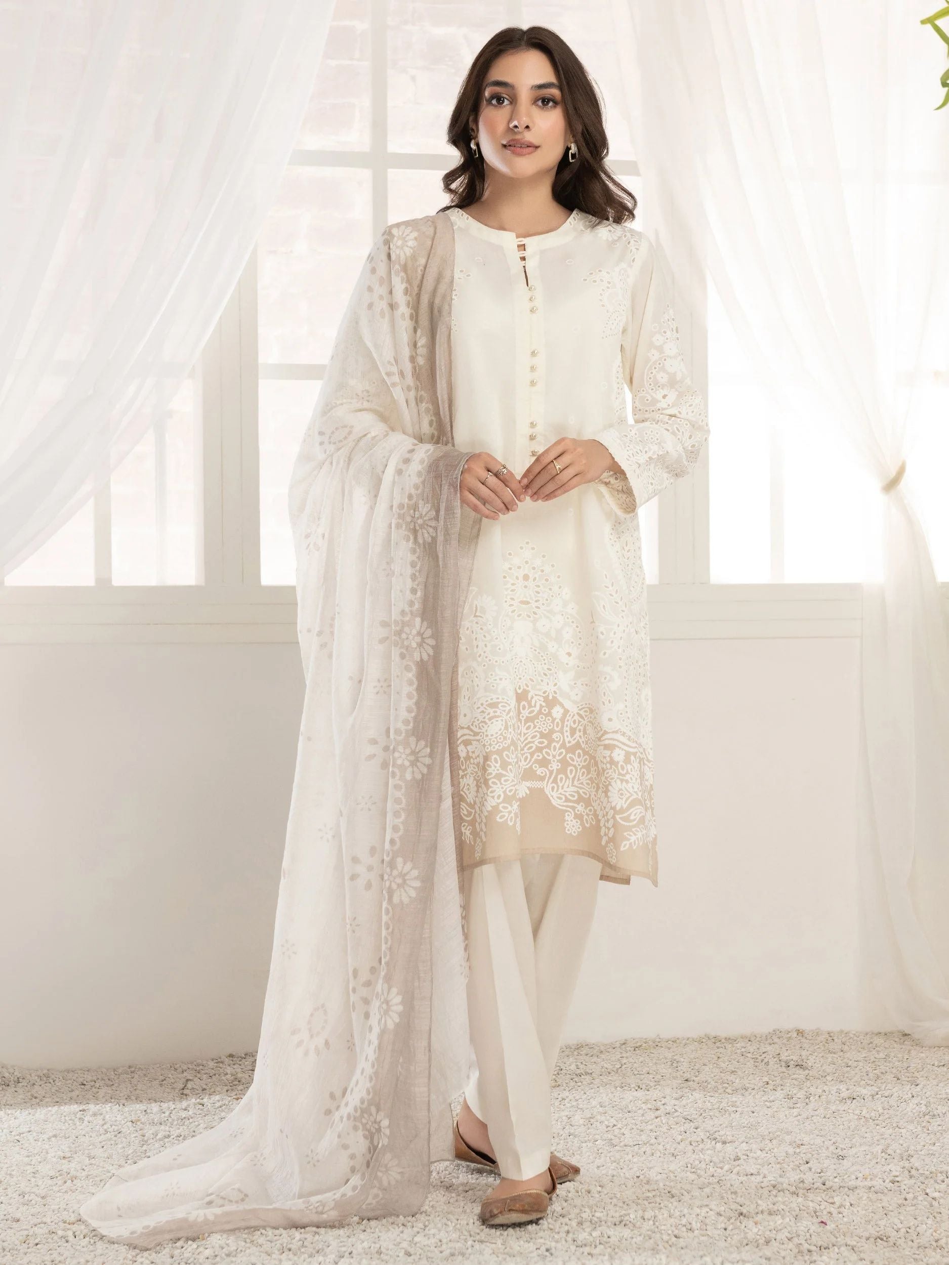 3pc Ready to Wear Dress by Limelight U2778-White