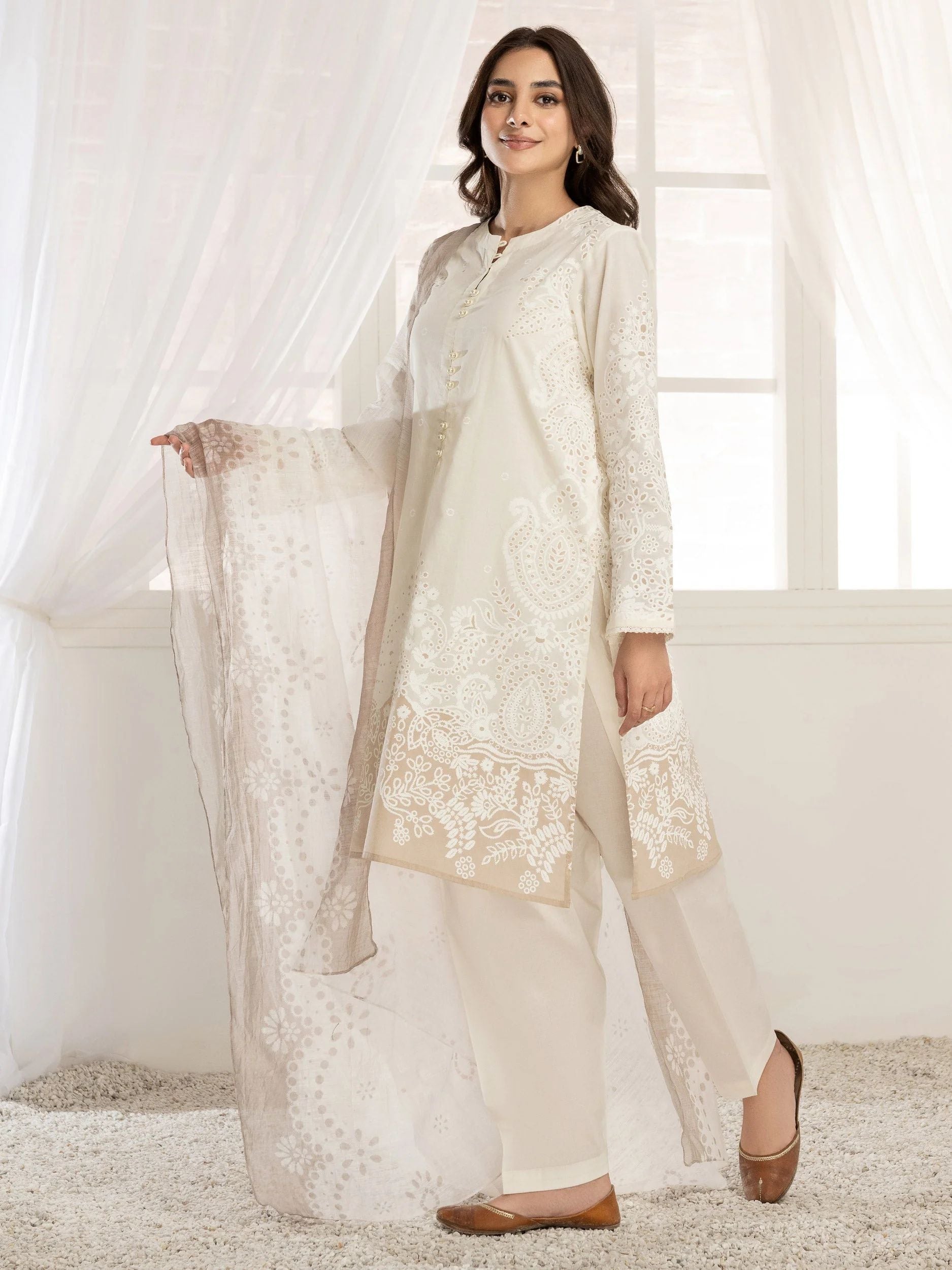 3pc Ready to Wear Dress by Limelight U2778-White