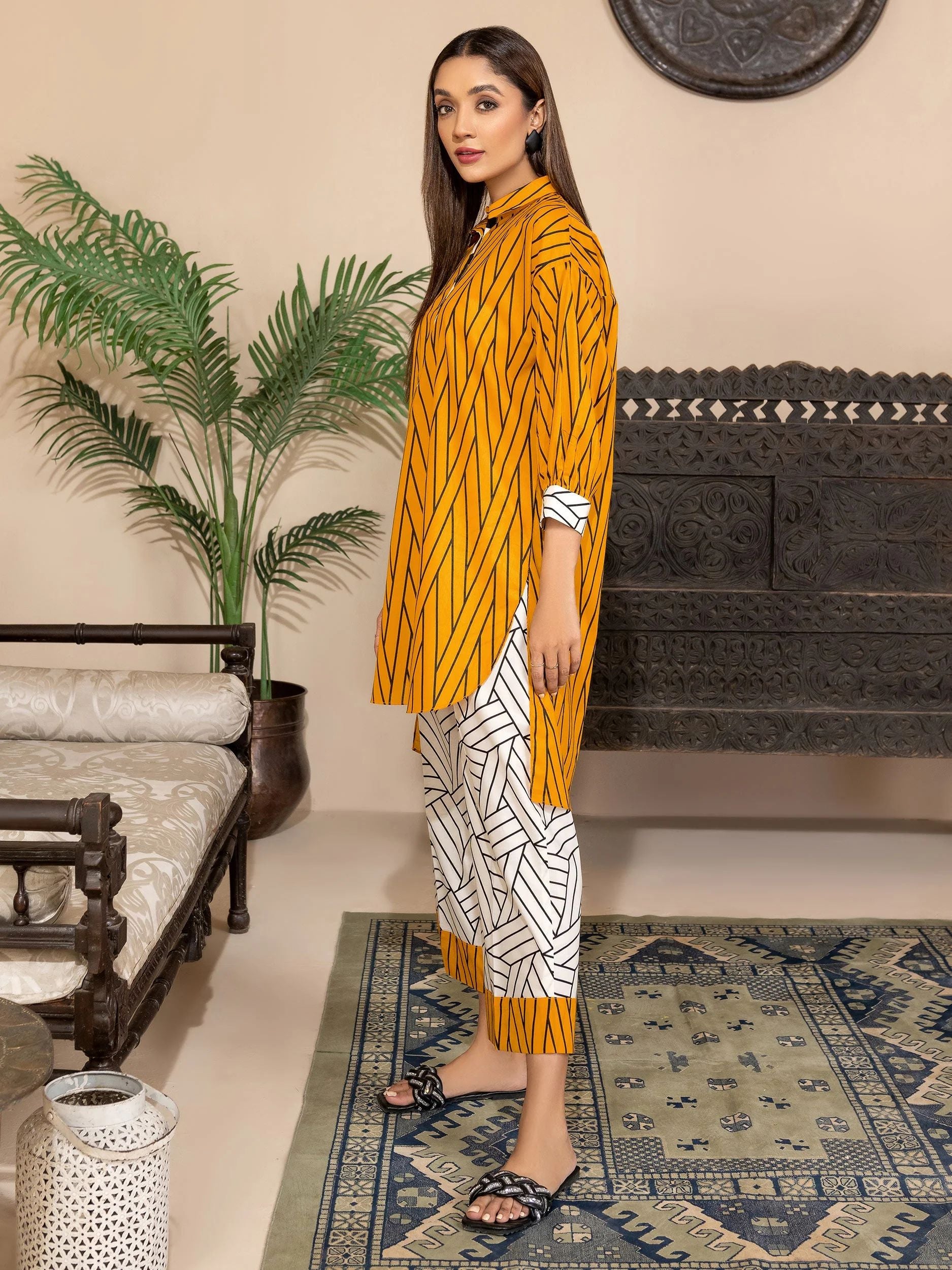 2pc Ready to Wear Dress by Limelight U2784-Mustard