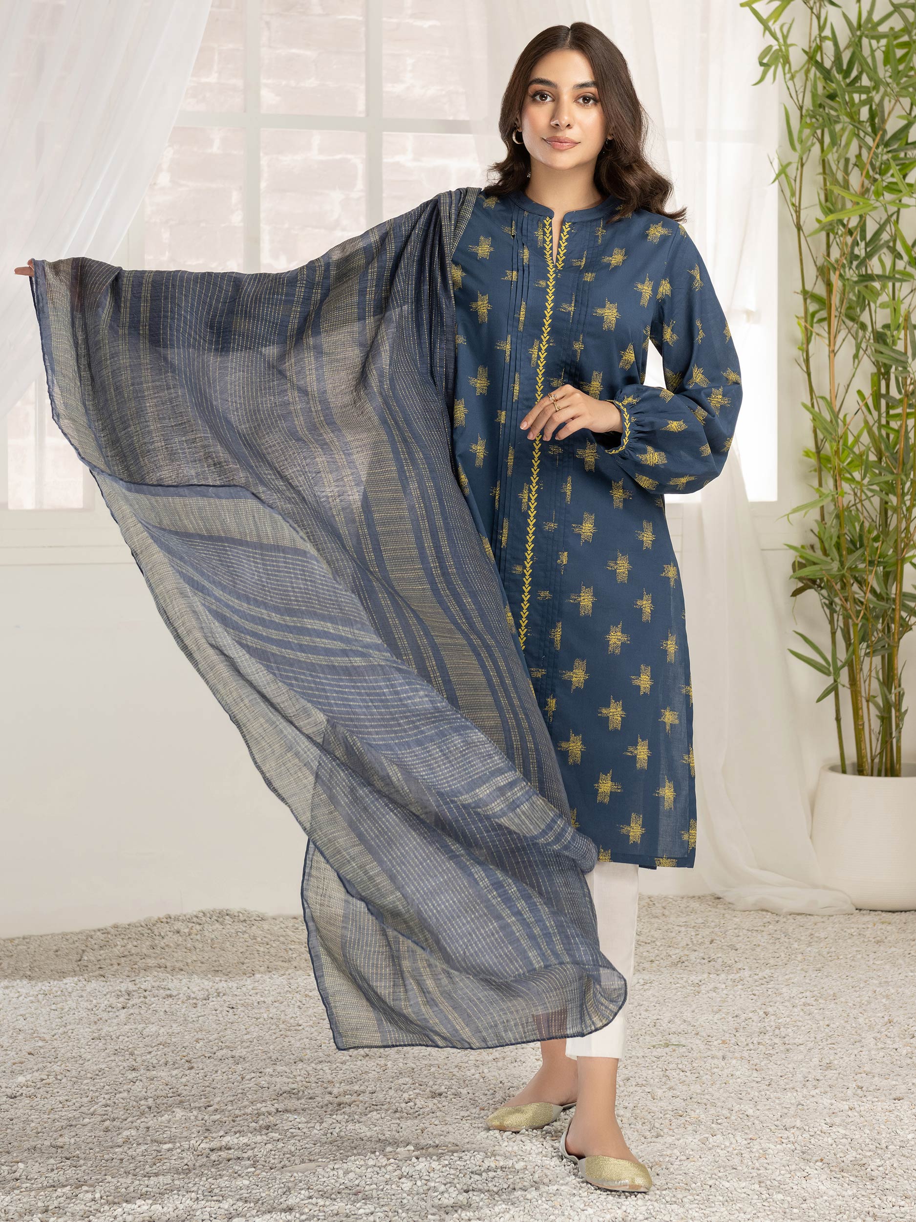 3pc Ready to Wear Dress by Limelight  U2789-Navy Blue