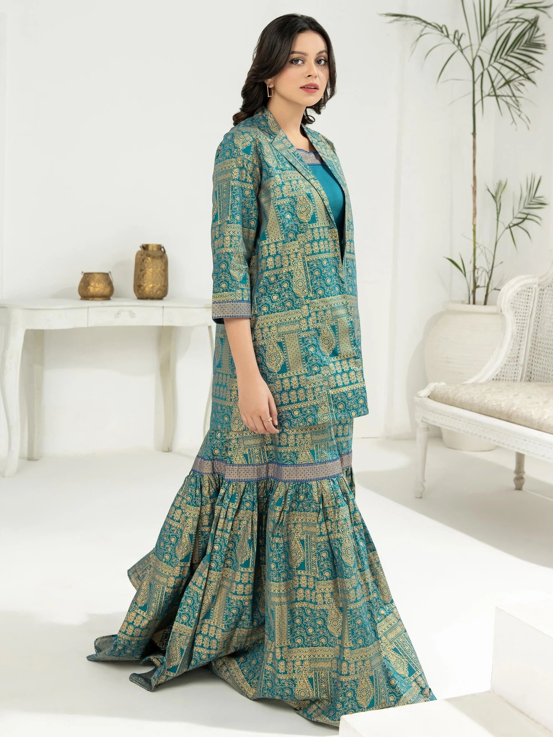 1pc Ready to Wear Dress by Limelight  U2816-Teal