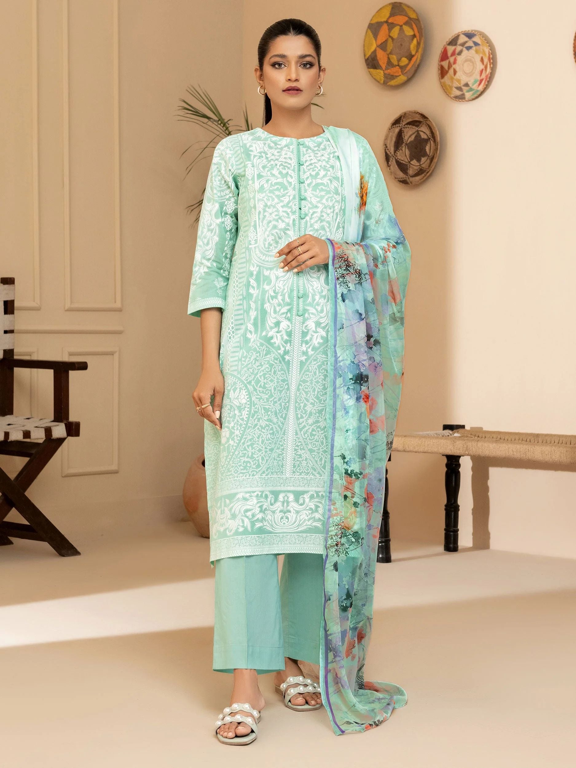 3pc Ready to Wear Dress by Limelight  U2948-Aqua