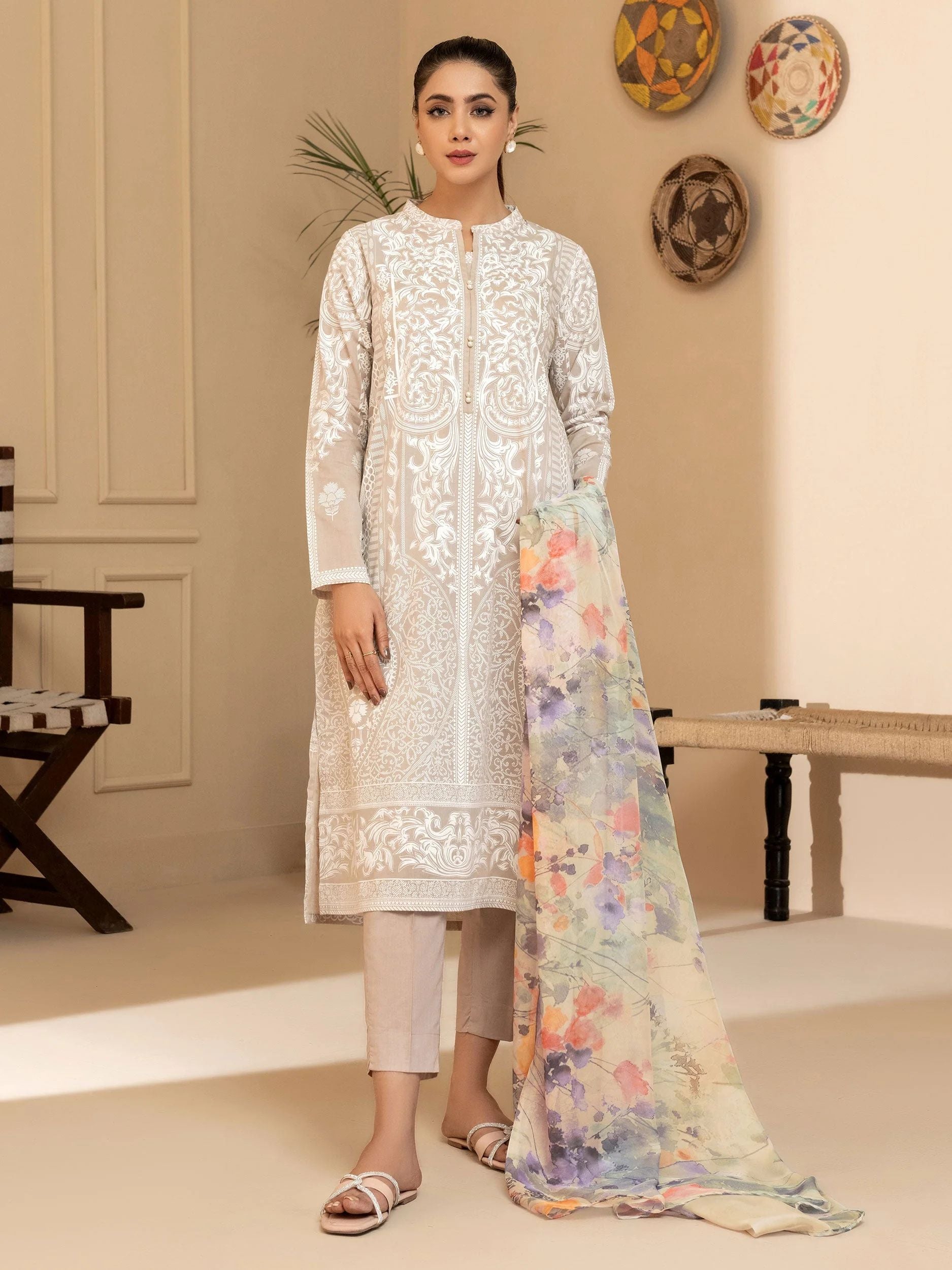 3pc Ready to Wear Dress by Limelight  U2948-Beige