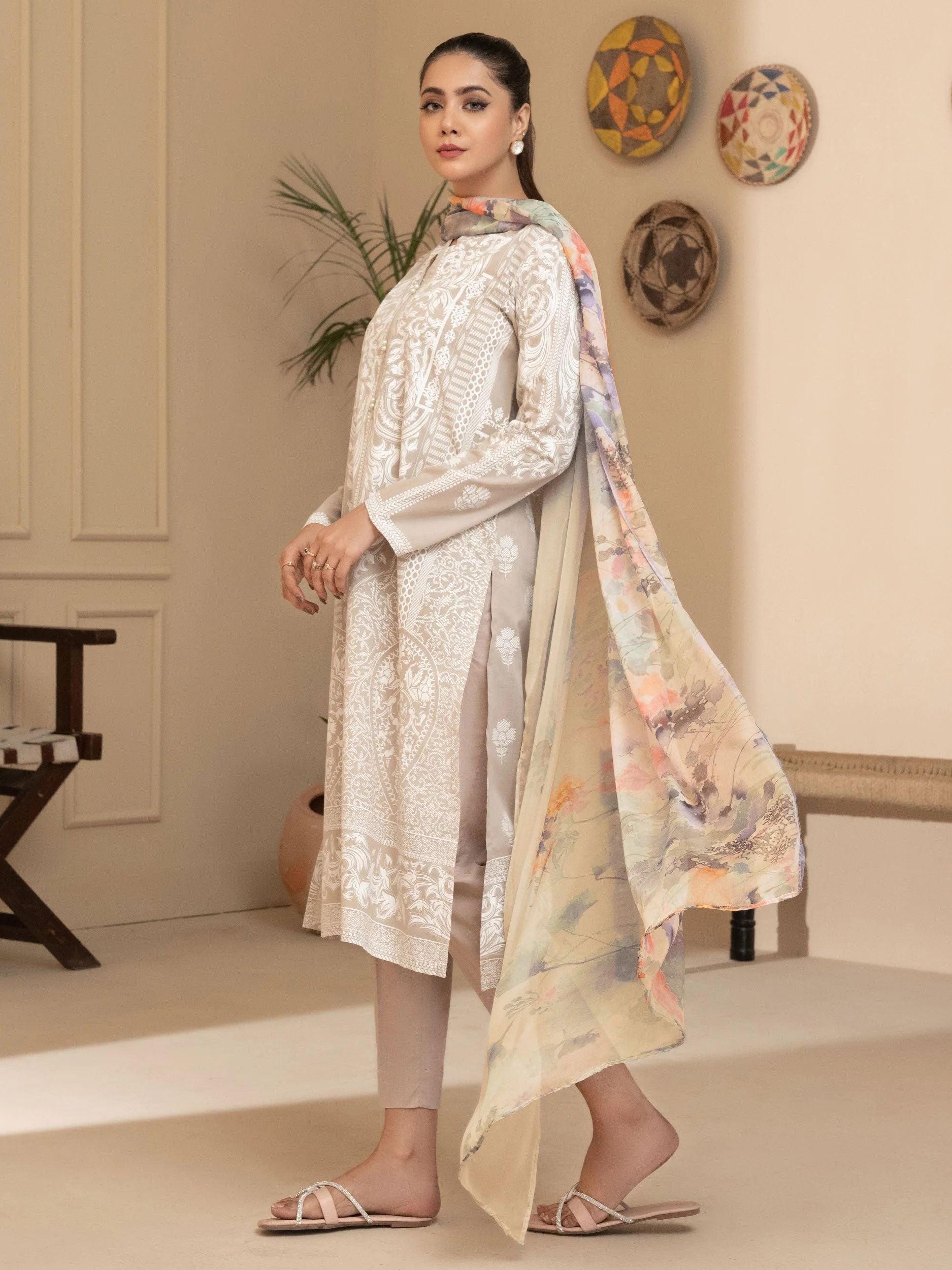 3pc Ready to Wear Dress by Limelight  U2948-Beige