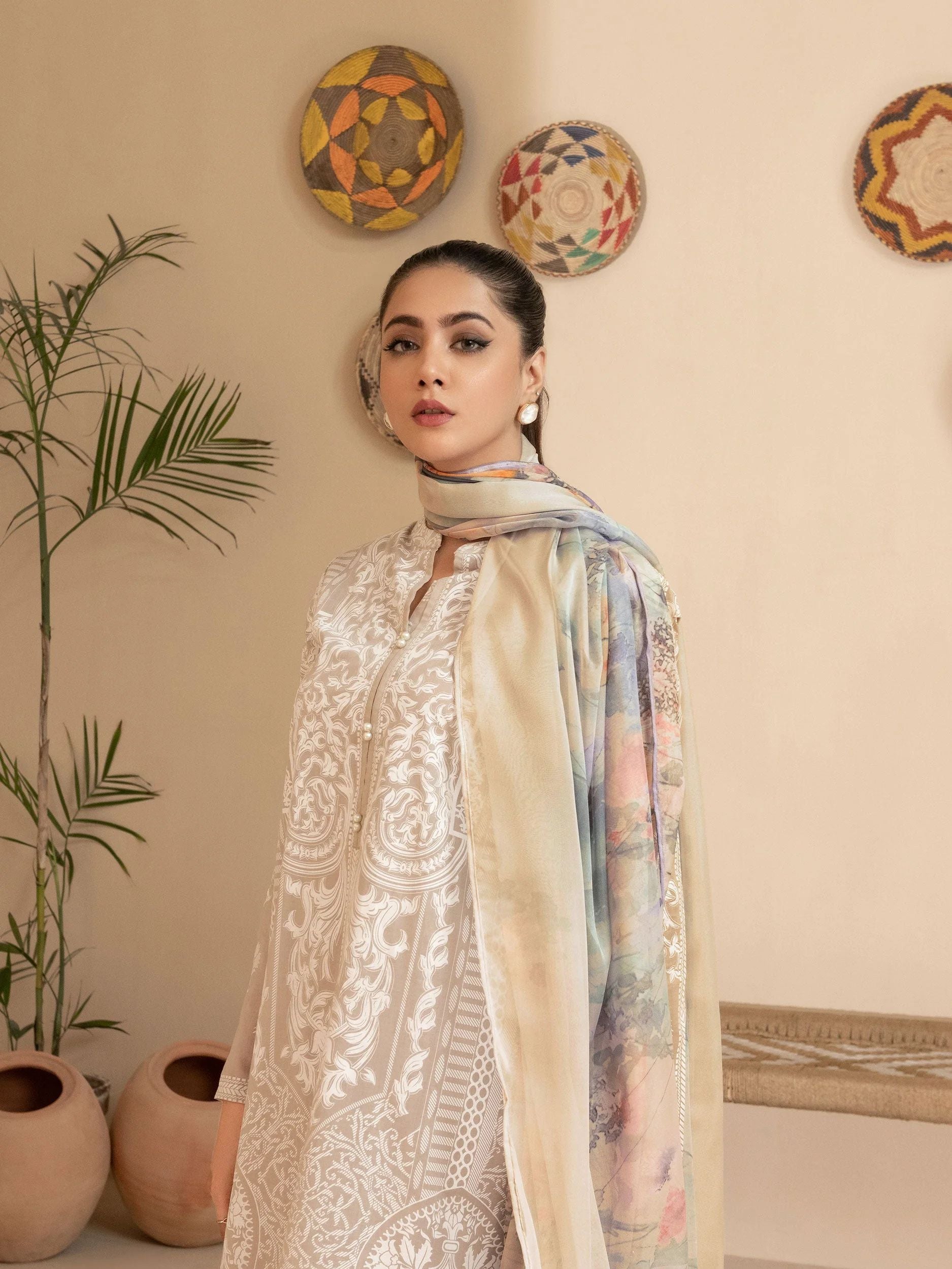 3pc Ready to Wear Dress by Limelight  U2948-Beige