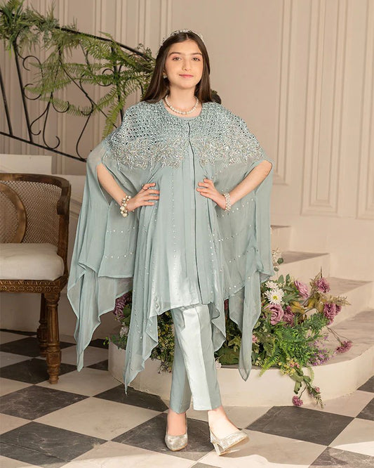 Zehra by Ain Raw Chiffon Cape Festive Designer Womenswear ZAR8