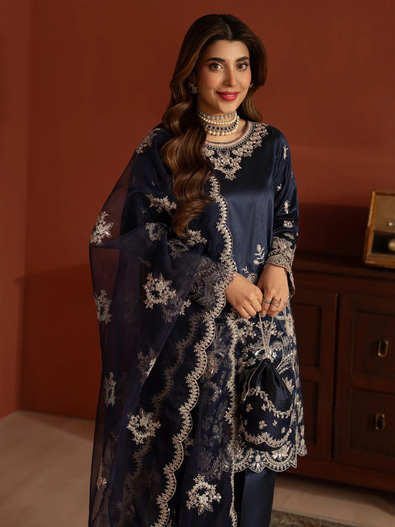 CCM1 Mohagni Chanda Raw Silk Embroidered Trousers Suit