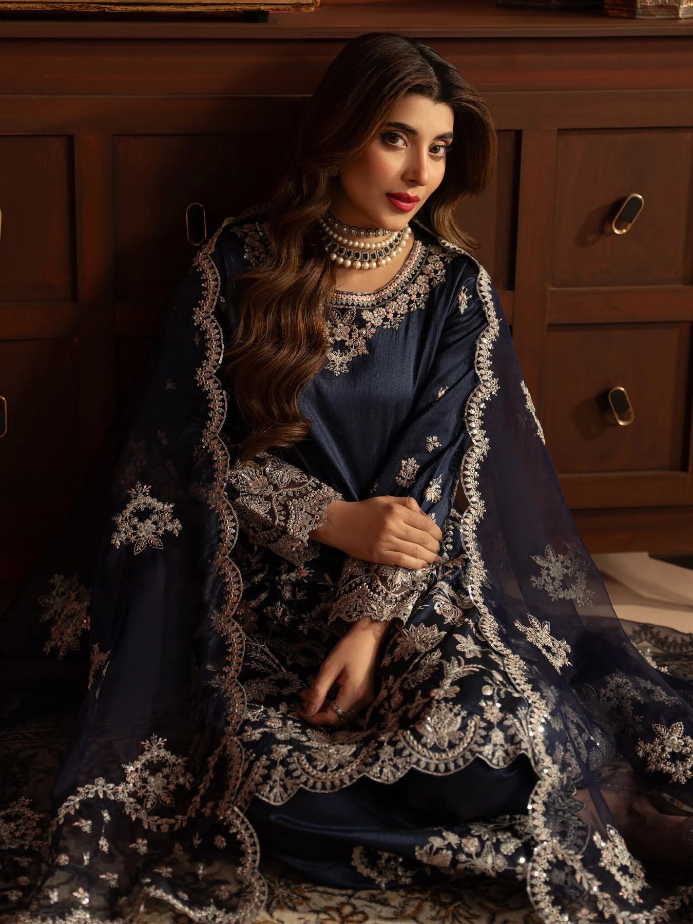 CCM1 Mohagni Chanda Raw Silk Embroidered Trousers Suit