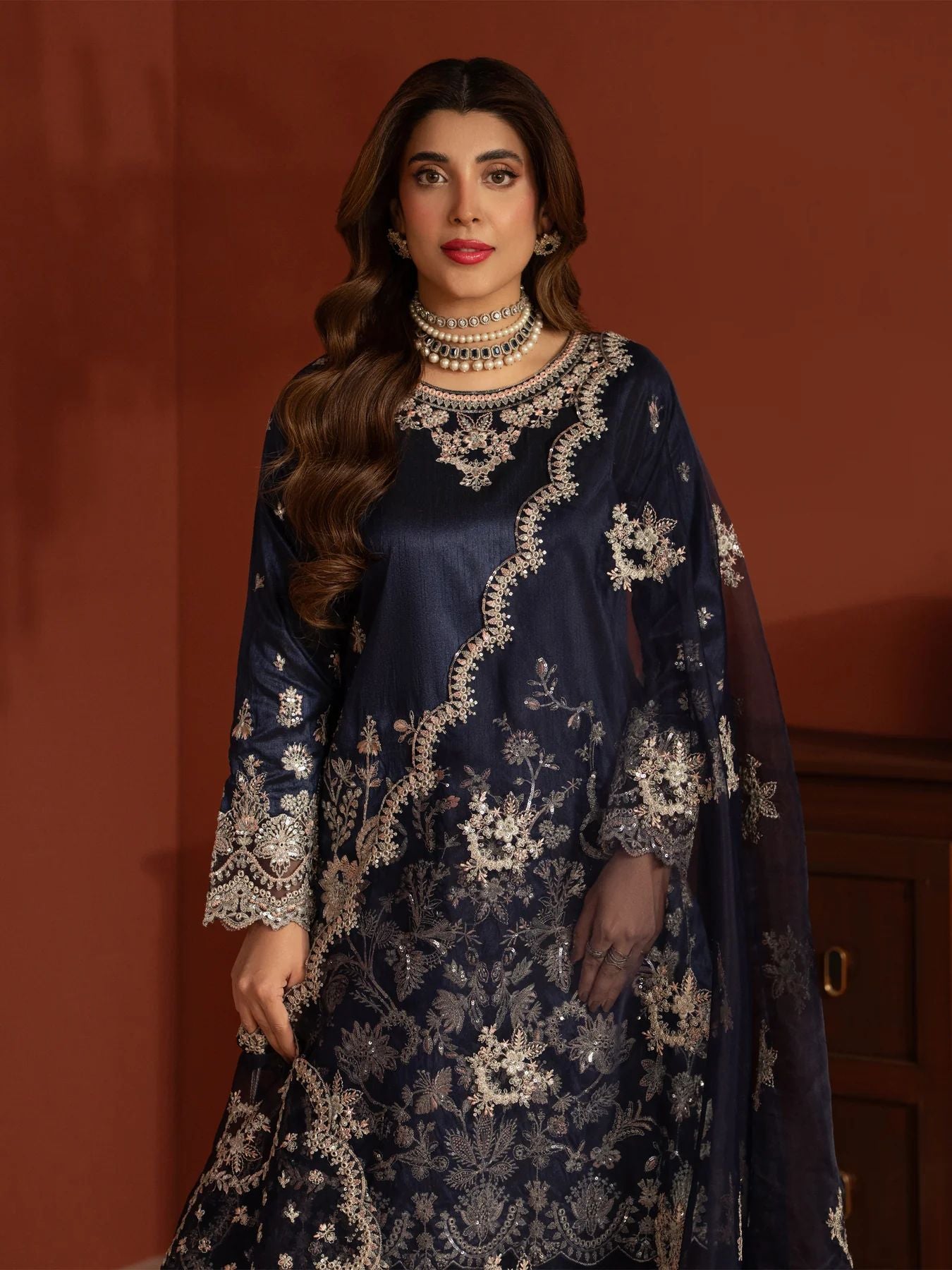 CCM1 Mohagni Chanda Raw Silk Embroidered Trousers Suit