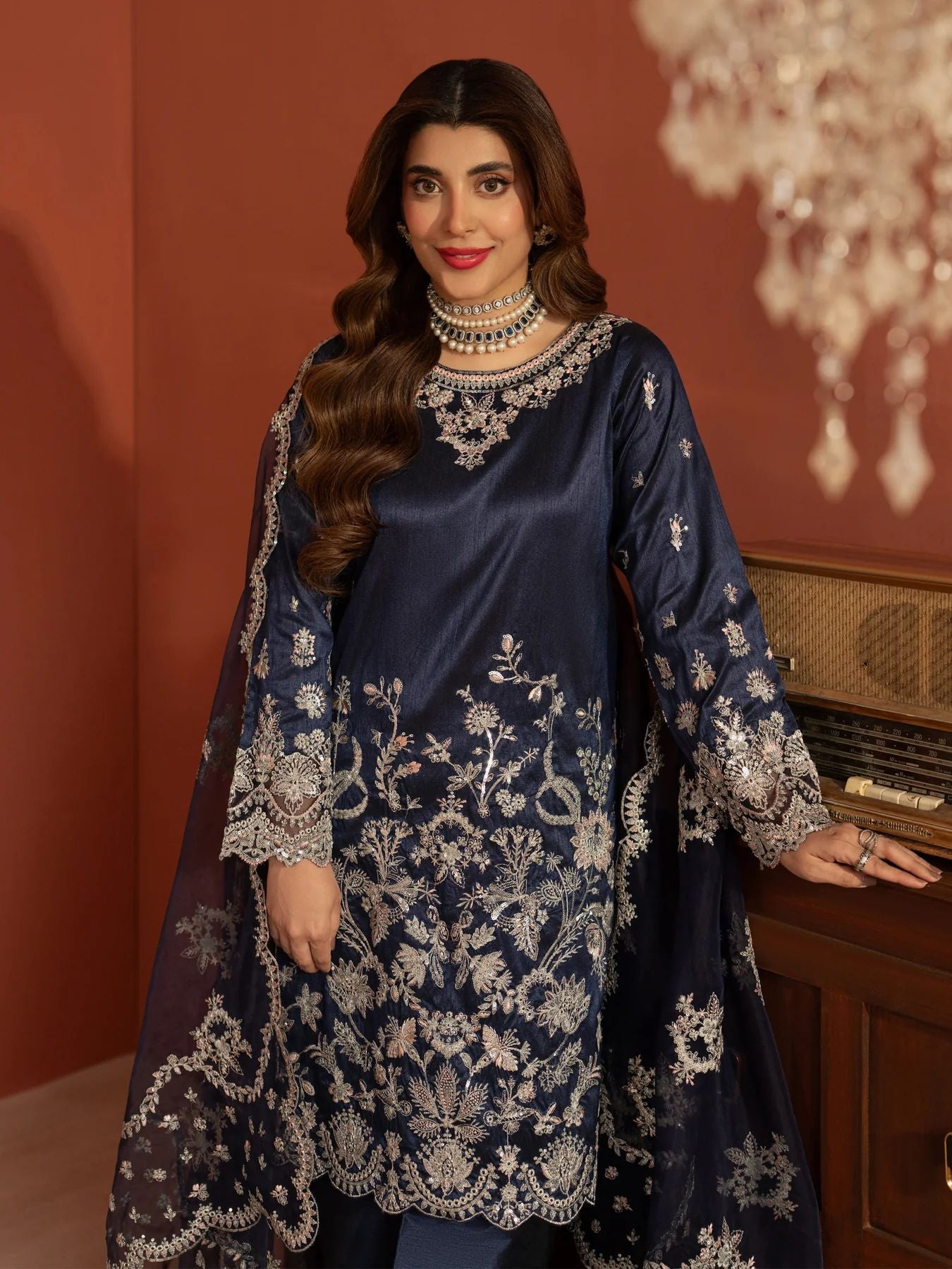 CCM1 Mohagni Chanda Raw Silk Embroidered Trousers Suit