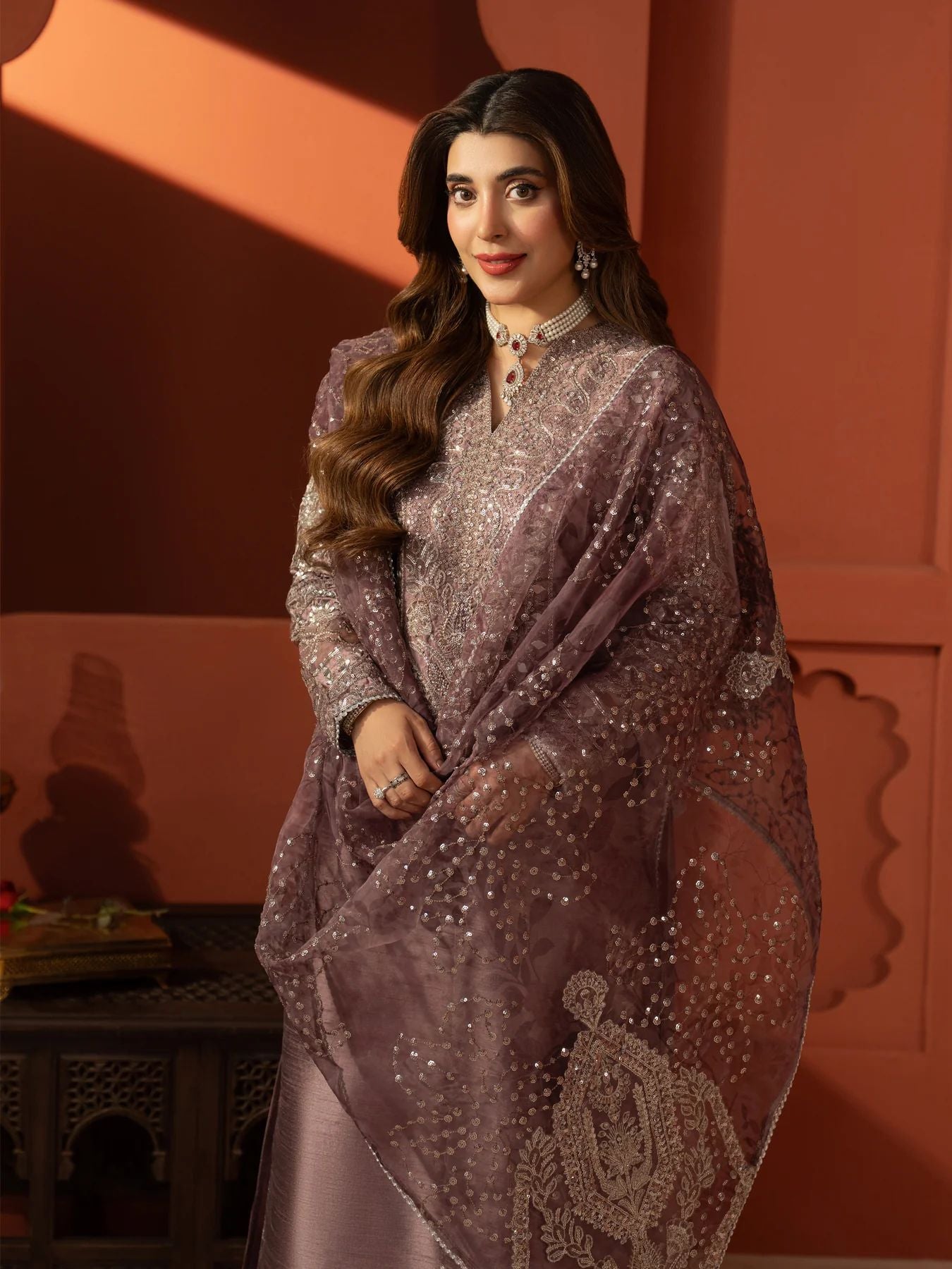 CCM2 Mohagni Chanda Raw Silk Mirror Work Embroidered Suit
