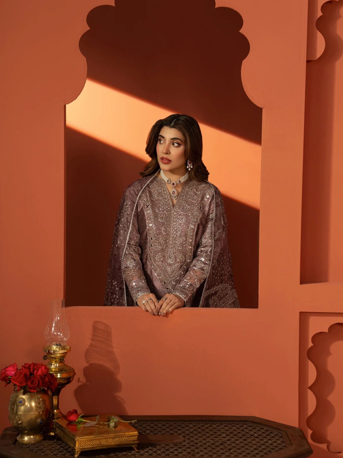 CCM2 Mohagni Chanda Raw Silk Mirror Work Embroidered Suit