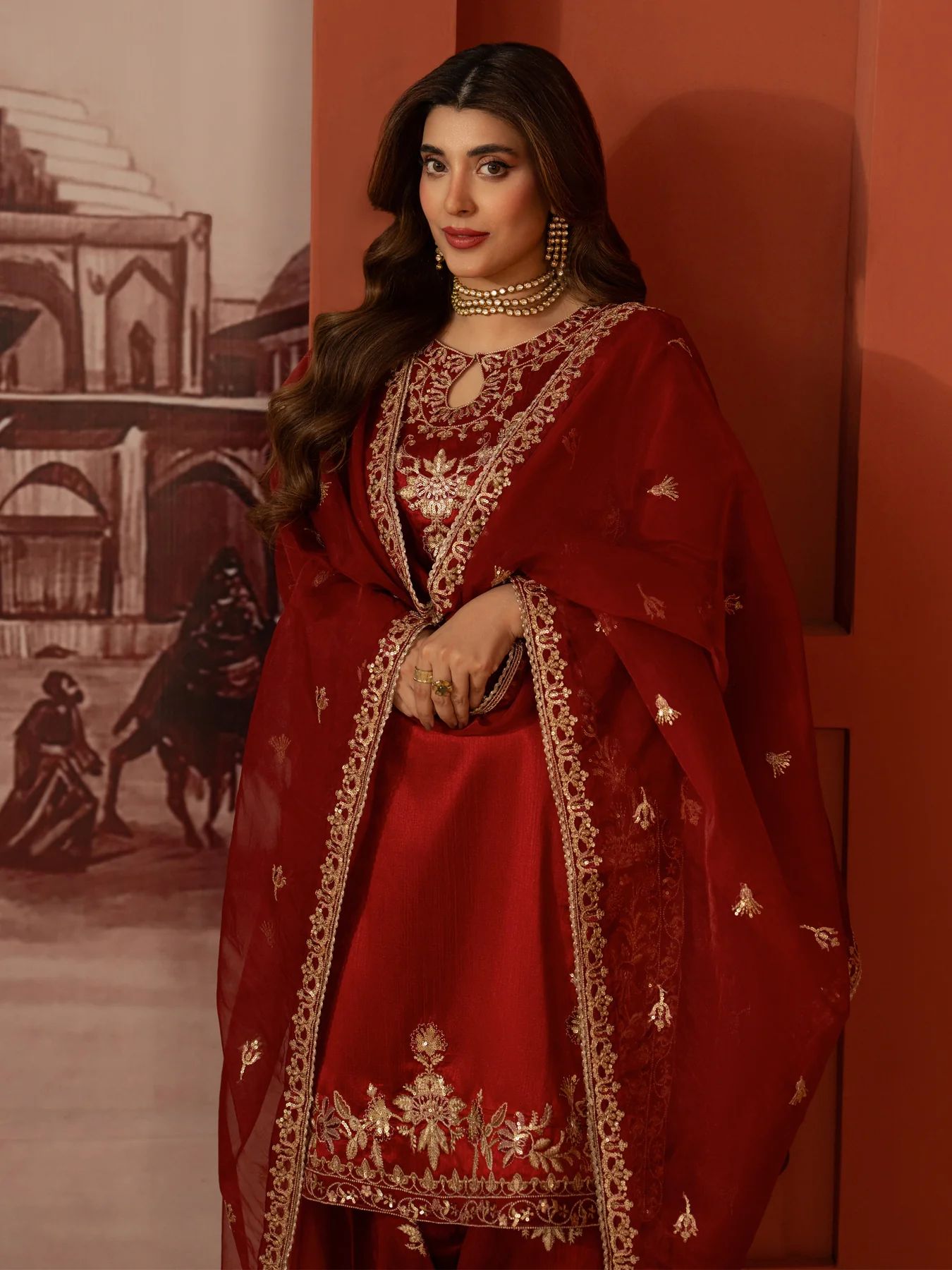 CCM3 Mohagni Chanda Raw Silk Embroidered Farshi Shalwar Suit