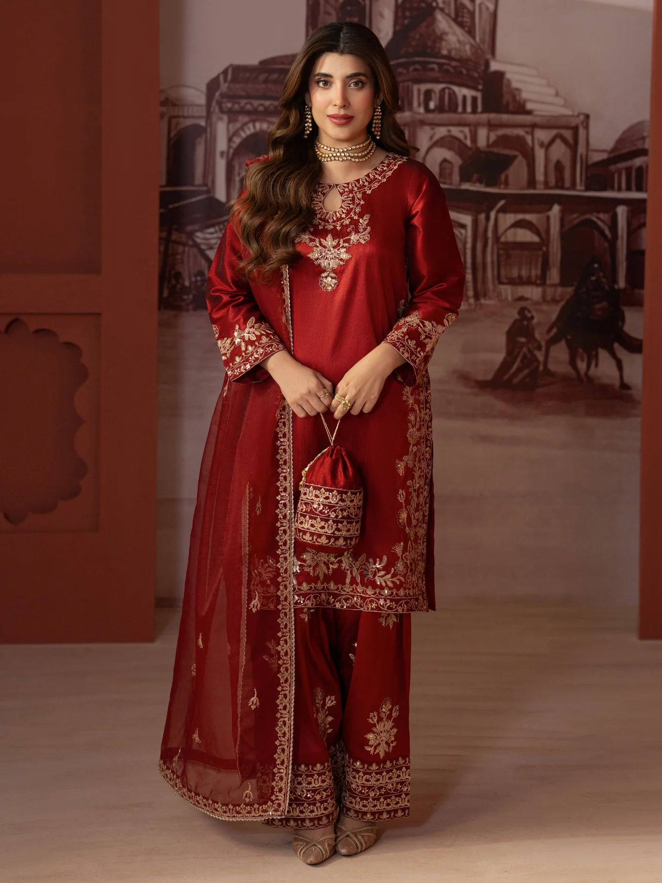 CCM3 Mohagni Chanda Raw Silk Embroidered Farshi Shalwar Suit