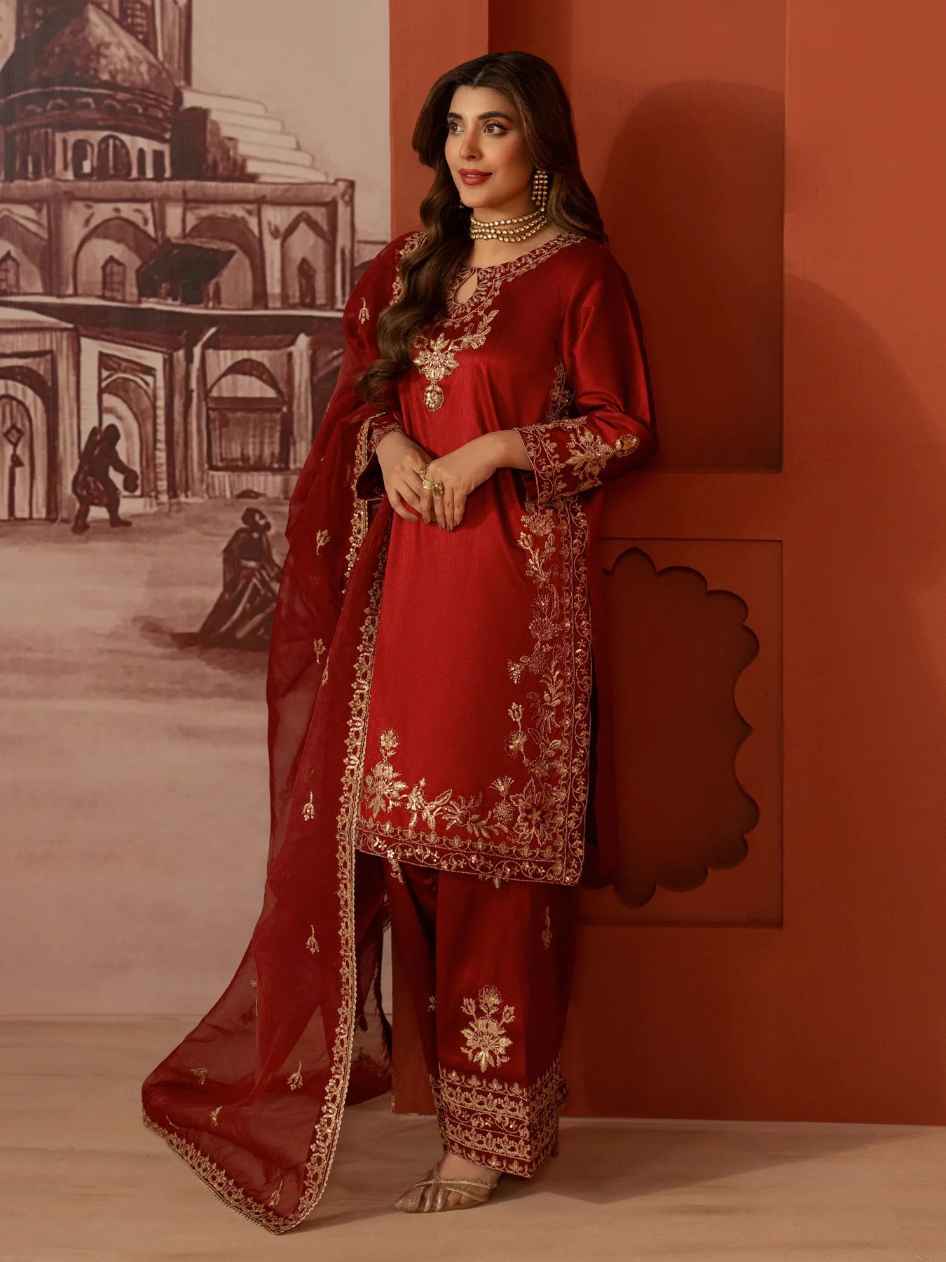 CCM3 Mohagni Chanda Raw Silk Embroidered Farshi Shalwar Suit