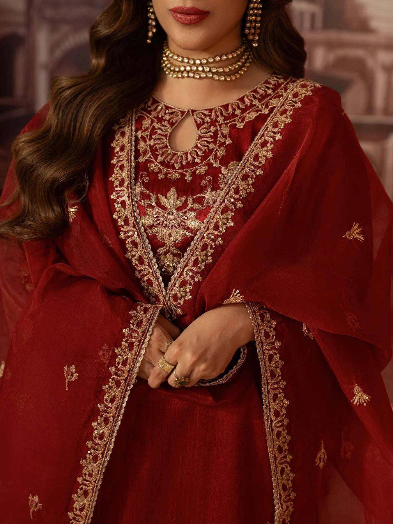 CCM3 Mohagni Chanda Raw Silk Embroidered Farshi Shalwar Suit