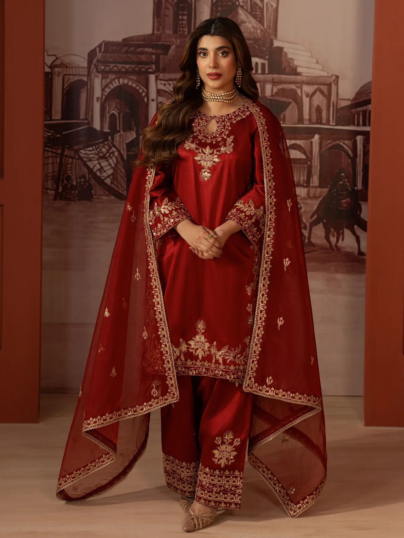 CCM3 Mohagni Chanda Raw Silk Embroidered Farshi Shalwar Suit