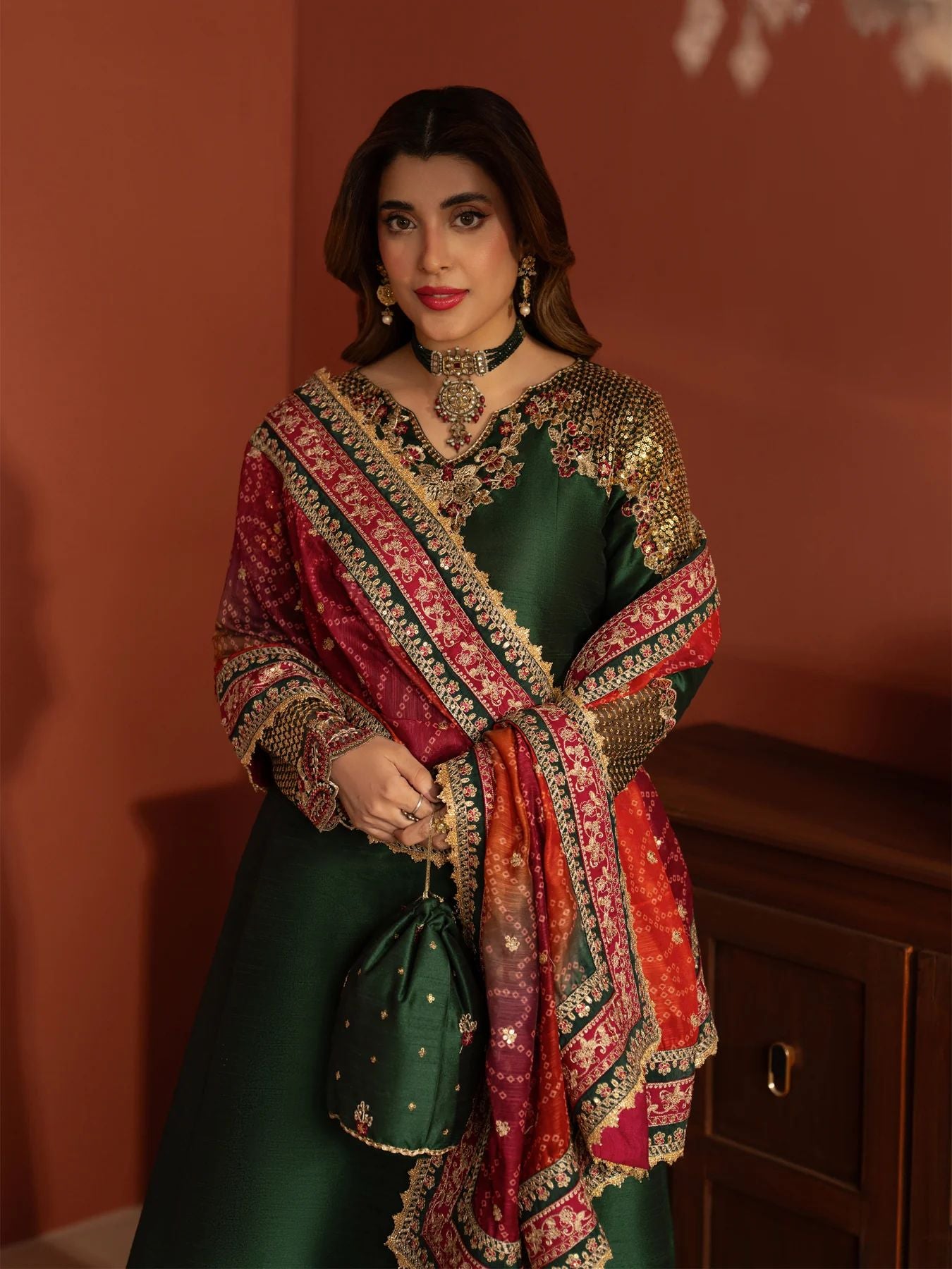 CCM4 Mohagni Chanda Raw Silk Embroidered Panel Frock Suit
