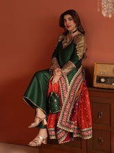 CCM4 Mohagni Chanda Raw Silk Embroidered Panel Frock Suit