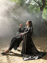 Resham by Mona – Black Chikankari Dhanak 3pc Winter Suit WMA1