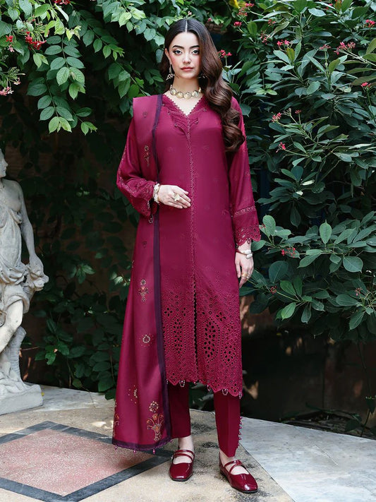 Resham by Mona – Chikankari Dhanak 3pc Winter Suit WMA2