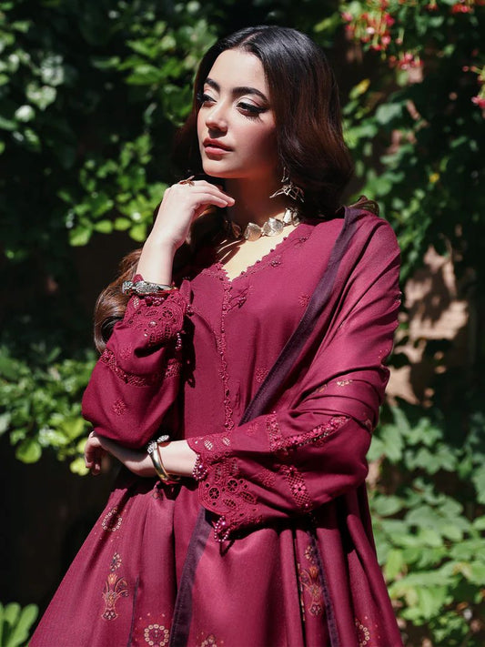 Resham by Mona – Chikankari Dhanak 3pc Winter Suit WMA2