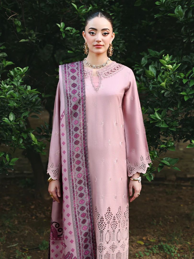 Resham by Mona – Chikankari Dhanak 3pc Winter Suit WMA3