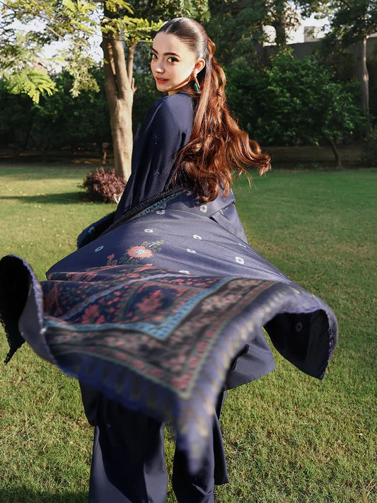 Resham by Mona – Chikankari Dhanak 3pc Winter Suit WMA5