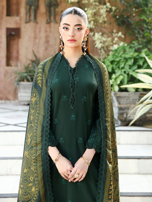 Resham by Mona – Chikankari Dhanak 3pc Winter Suit WMA6