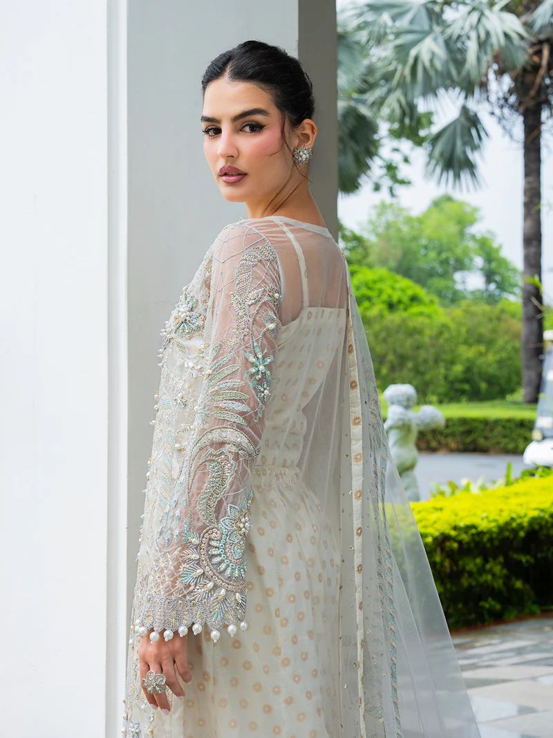 Mona 4pc Handworked Front-Open Organza Suit with Sharara – Meher4