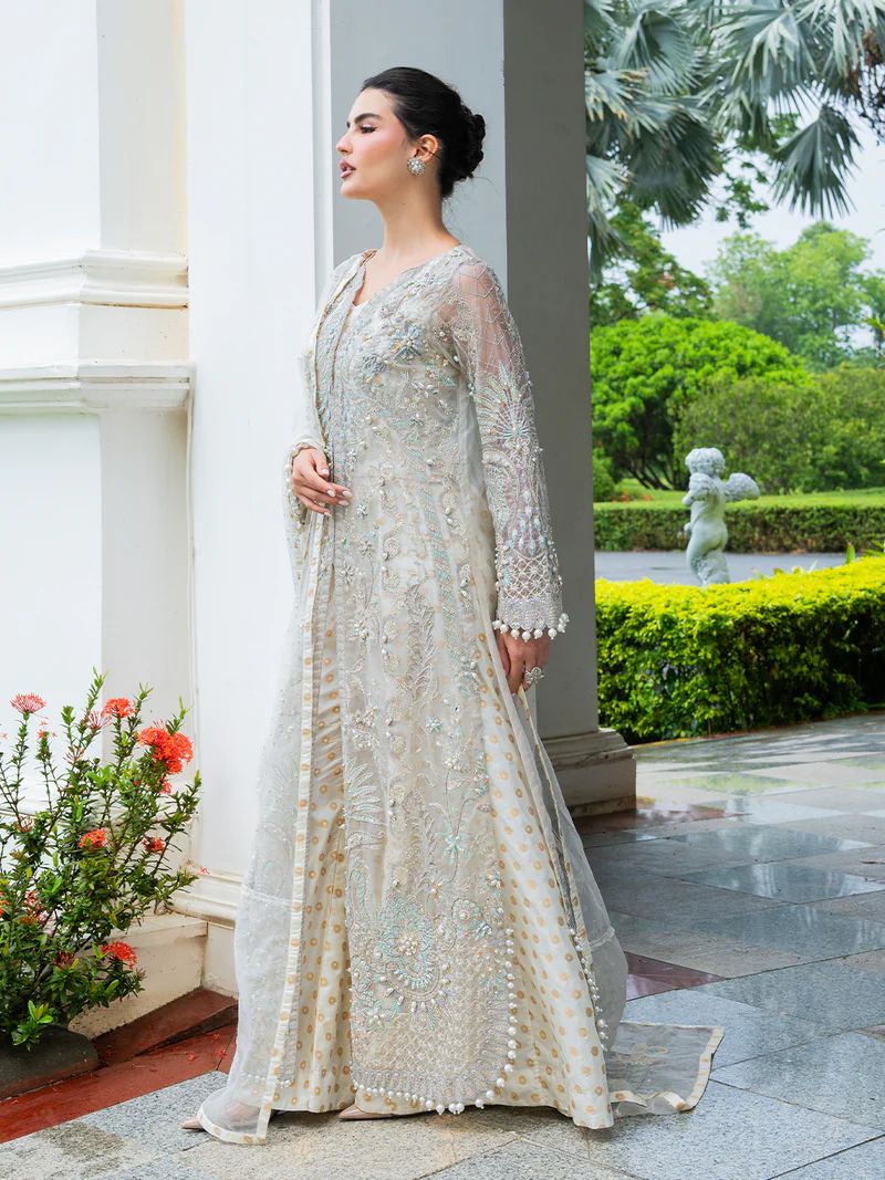 Mona 4pc Handworked Front-Open Organza Suit with Sharara – Meher4