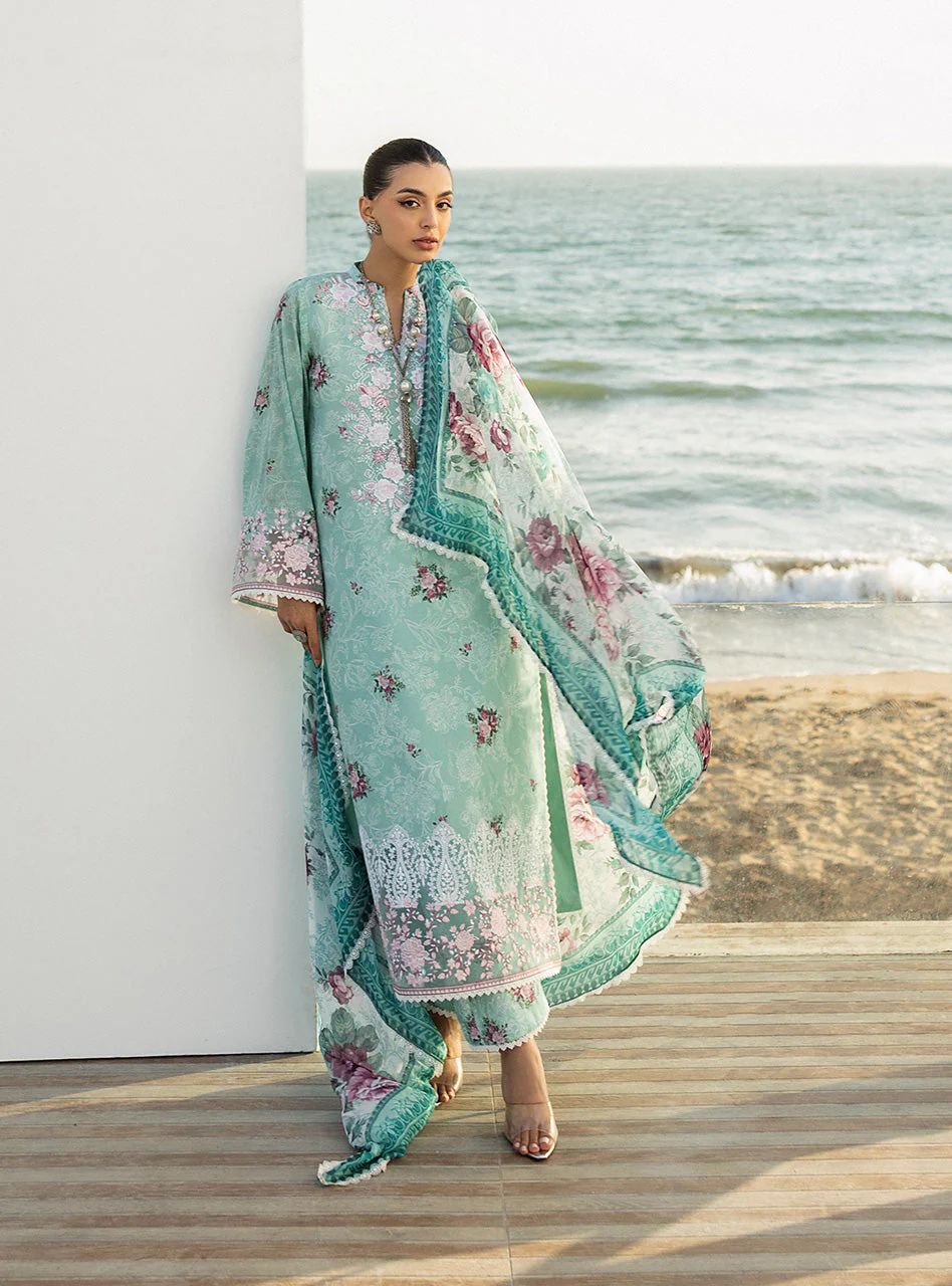 Anahita – Stitched Mint Floral Printed Lawn 3pc Suit by Zainab Chottani – ZCTL2