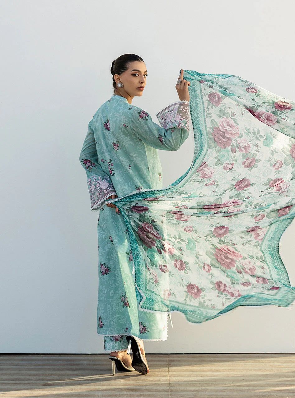 Anahita – Stitched Mint Floral Printed Lawn 3pc Suit by Zainab Chottani – ZCTL2